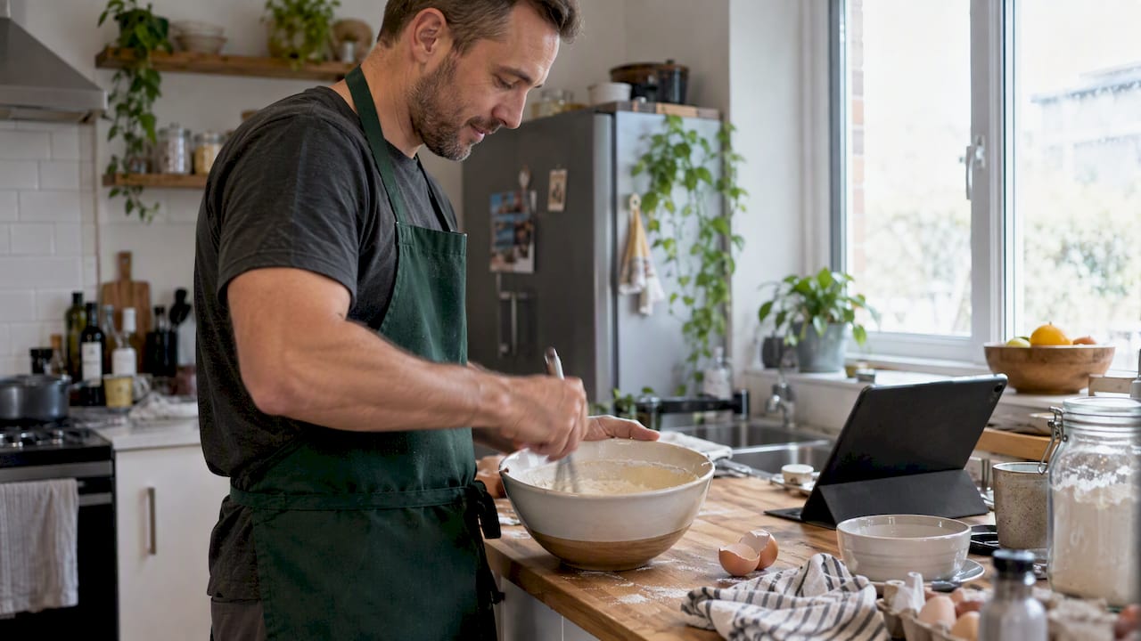 Host demonstrating a recipe for remote teammates