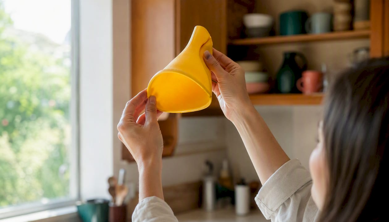 Hands holding vibrant object during scavenger hunt