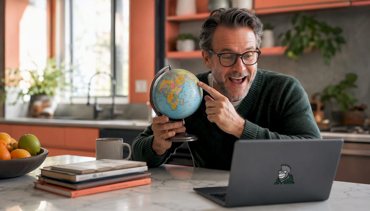 Man showing object in remote team icebreaker