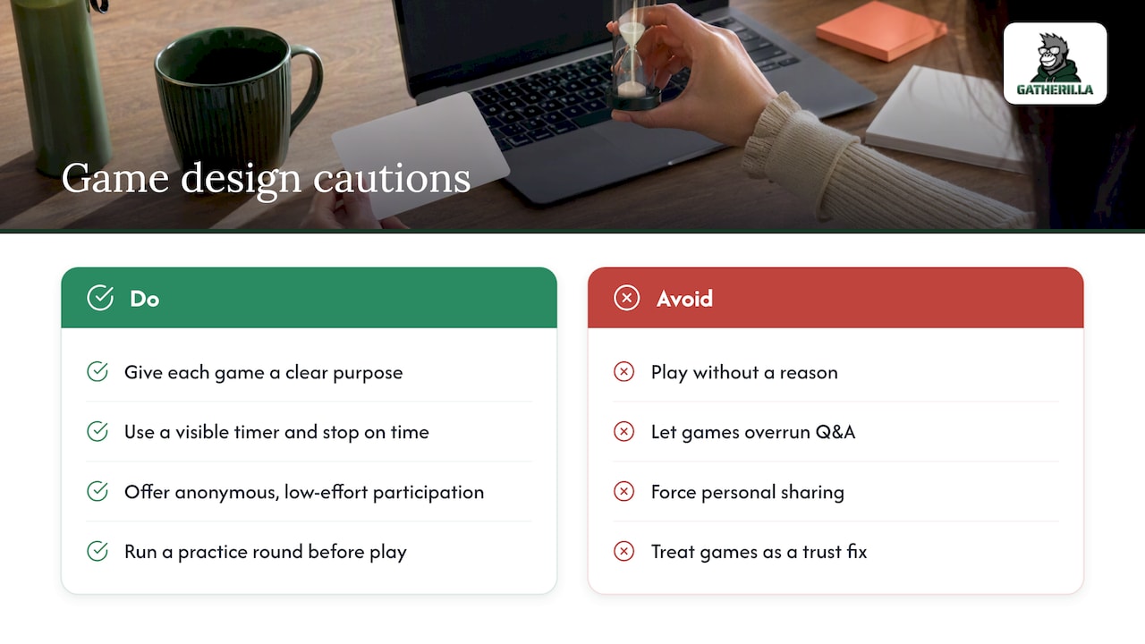 Six pitfalls to avoid when running virtual games